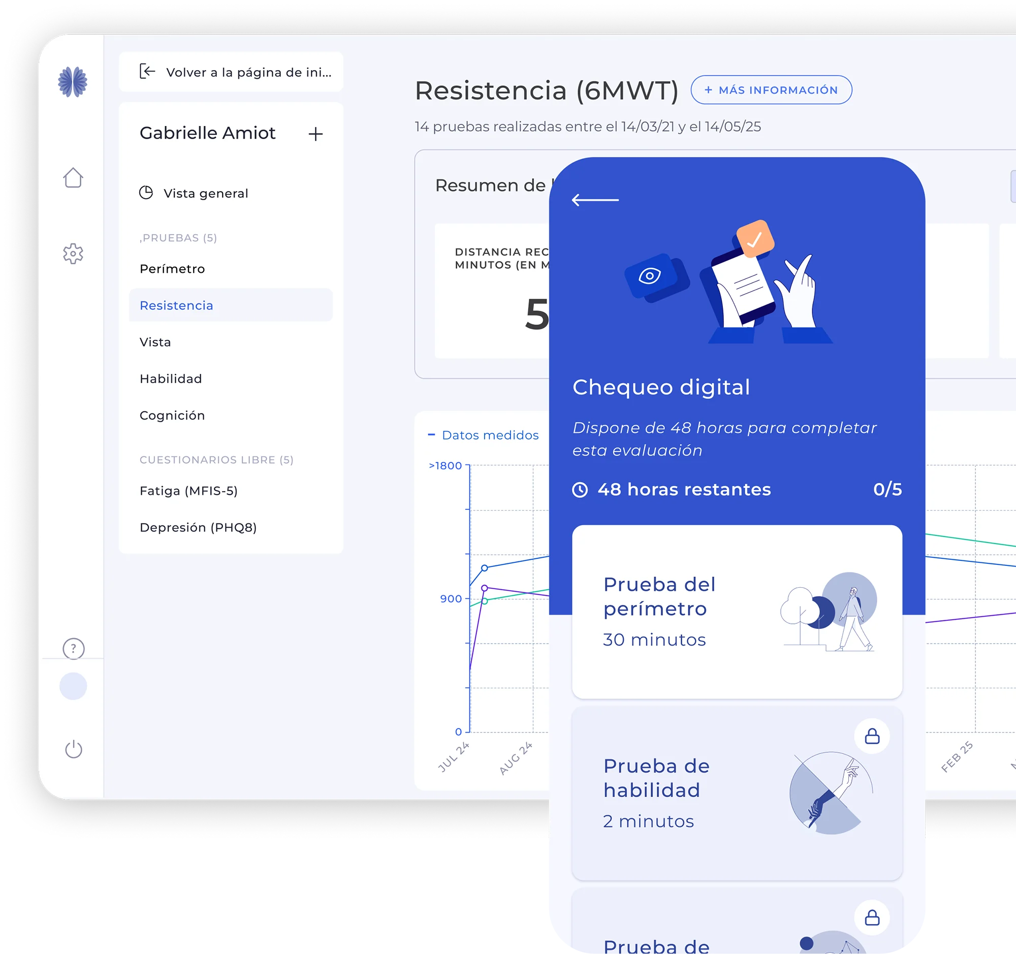Interfaz MSCopilot — panel clínico y aplicación móvil